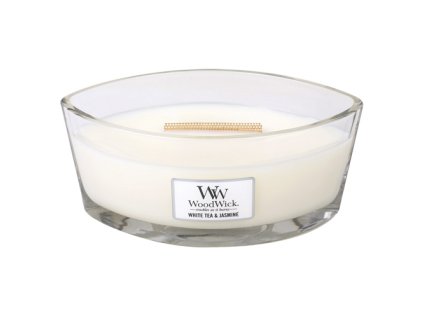 Sviečka Woodwick loď, vôňa biely čaj , jazmín. 453g. White tea and jasmine.