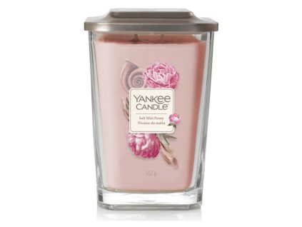 VONNÁ SVIEČKA YANKEE CANDLE, vôňa pivónie a more - Salt Mist Peony, hranatá veľká, 2 knôty, 552g. Elevation