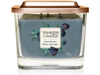 VONNÁ SVIEČKA YANKEE CANDLE, vôňa černíc, ruža a pivónie - Dark Berries, hranatá stredná, 3 knôty, 347g
