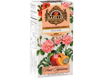 BASILUR Fruit Infusion WILD ROSE, 25x2g, ovocný čaj so šípkou, ibištekom, steviou, jablkom, porciovaný, 50g
