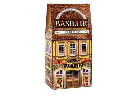 Basilur Personal Fruit Shop papier 100 g, darčekové balenie domček, cejlónsky čierny čaj s kúskami ovocia, 100g, balenie TEA HOUSE - FRUIT SHOP. Basilur domček. VIANOČNÝ ČAJ