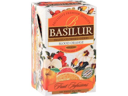 BASILUR Fruit Infusion Blood Orange, ovocný čaj červený pomaranč, porciovaný s prebalom, 25 porcií