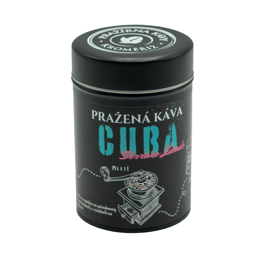 Káva Kroměříž Pražená káva v černé dárkové plechovce – Cuba Serrano Lavado 200 g