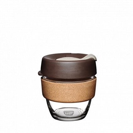 reusable glass cup cork band brown