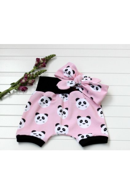 Kraťasy a čelenka - Panda růžová