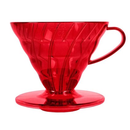 Hario plastový dripper na kávu V60 02 křišťálově červený1