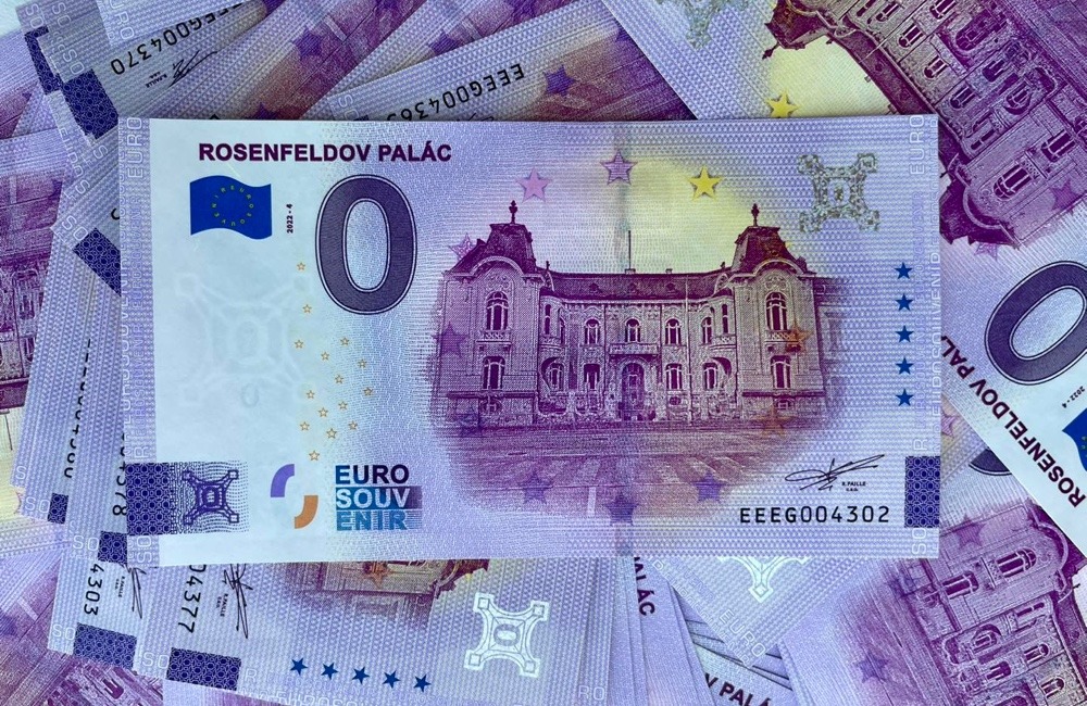 Rosenfeldov palác patrí medzi ďalšie inštitúcie zo Žiliny, ktoré vydali pamätnú 0-eurovú bankovku