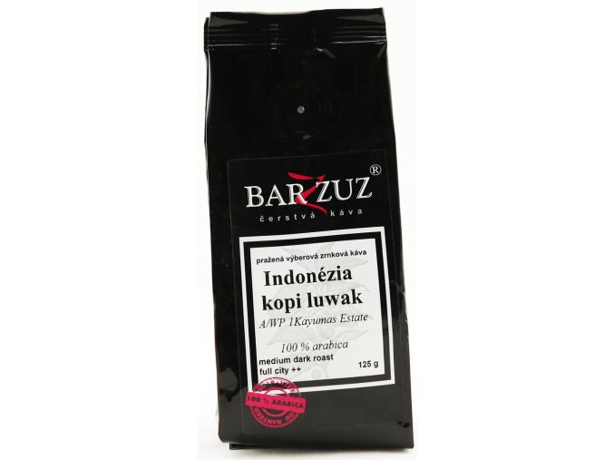 BARZZUZ Indonézia Kopi Luwak zrnková káva 125g