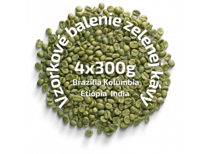 Zelená káva vzorkové balenie, 4 x 300 g
