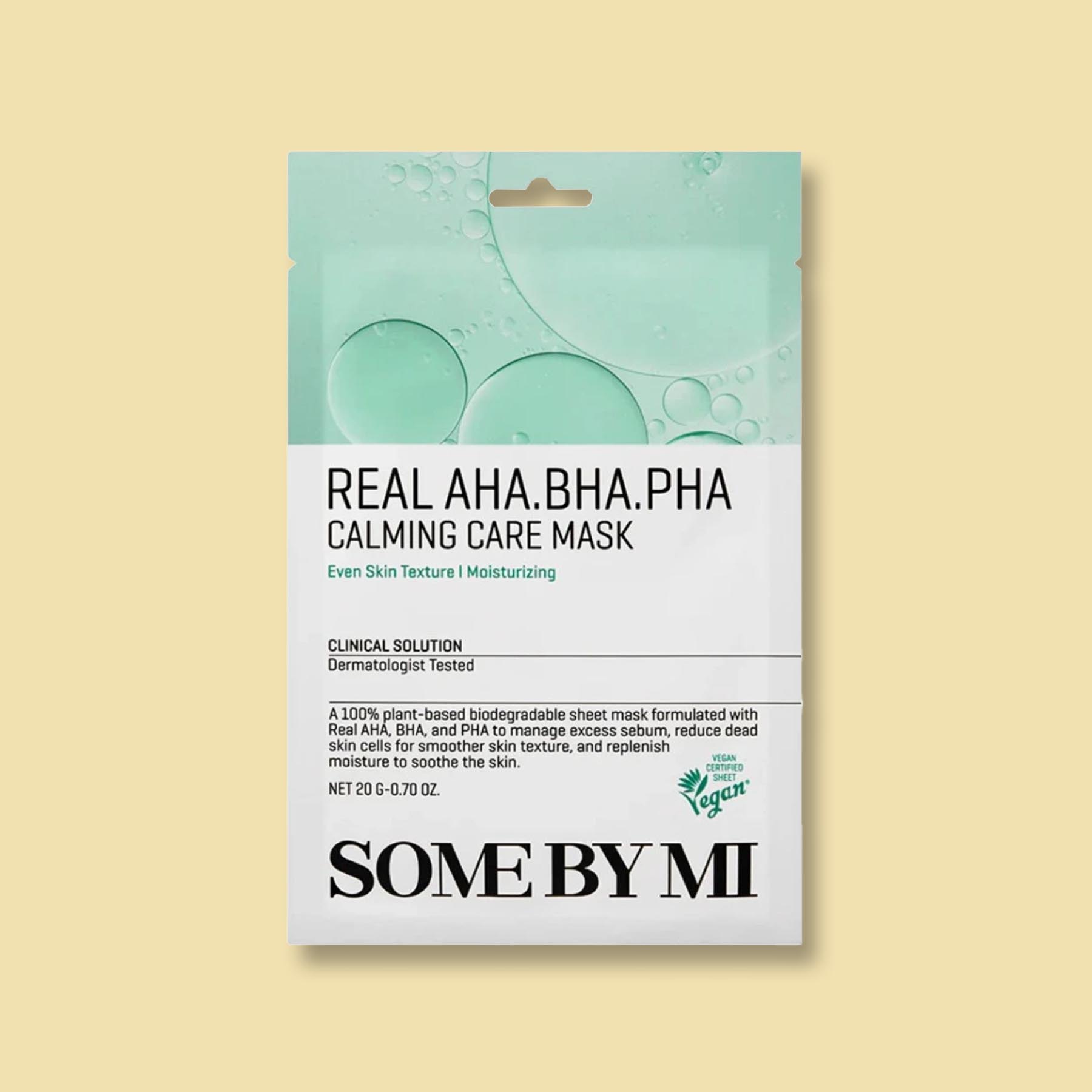 Some By Mi Real AHA BHA PHA Calming Care Mask Upokojujúca plátienková maska 20 g