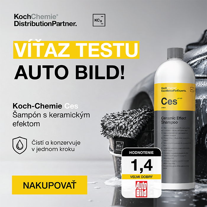 Víťaz testu Auto Bild – Koch-Chemie Ces 🏆  Koch-Chemie Ceramic Effect Shampoo (Ces) spája dôkladné umývanie a ochranu laku v jednom kroku. Vďaka keramickému efektu zanecháva hladší povrch, intenzívny lesk a podporuje hydrofóbne vlastnosti, ktoré pomáhajú 