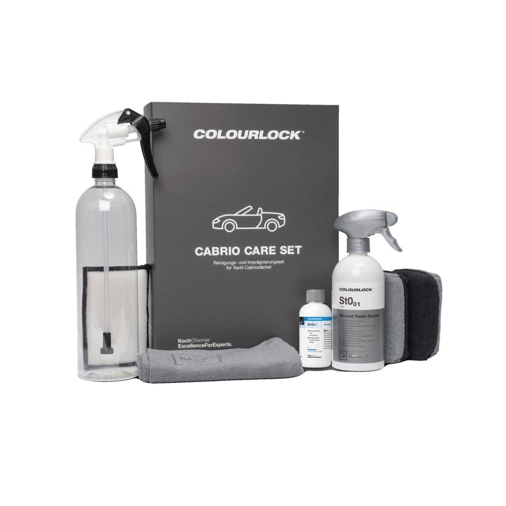 Sada COLOURLOCK Cabrio Care Set na čistenie a impregnáciu plátenných striech kabrioletov.