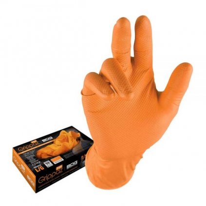 Grippaz 246 Protišmykové nitrilové rukavice oranžové veľkosť M/8 - 50ks