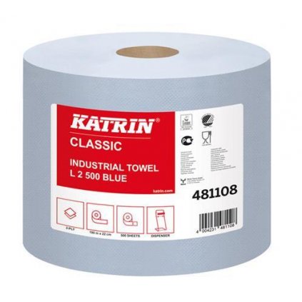 KATRIN CLASSIC - Priemyselná rolka papierová Modrá; laminovaná 500 útržkov
