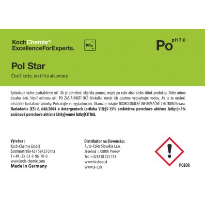 Koch Chemie produktová etiketa - Pol Star - Čistič kože; textílií a alcantary