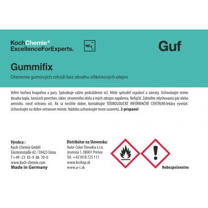 Koch Chemie produktová etiketa - Gummifix - Ošetrenie gumových rohoží