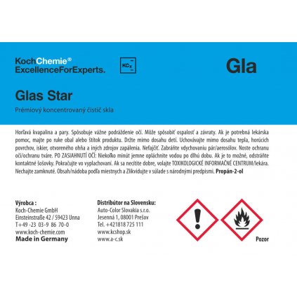 Koch Chemie produktová etiketa - Glas Star - Čistič okien a skiel