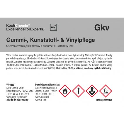 Koch Chemie produktová etiketa - Kunststoff Vinylpflege - Ošetrenie vonkajších plastov a pneumatík matné