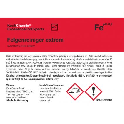 Koch Chemie produktová etiketa - Felgenreiniger extrem - Kyselinový čistič diskov
