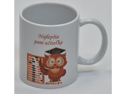 Keramický hrnček 330ml Najlepšia pani učiteľka-sova 95mm priemer 82mm