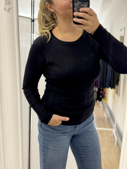 Dámské Basic triko 100% bavlna ČERNÉ PRUHY