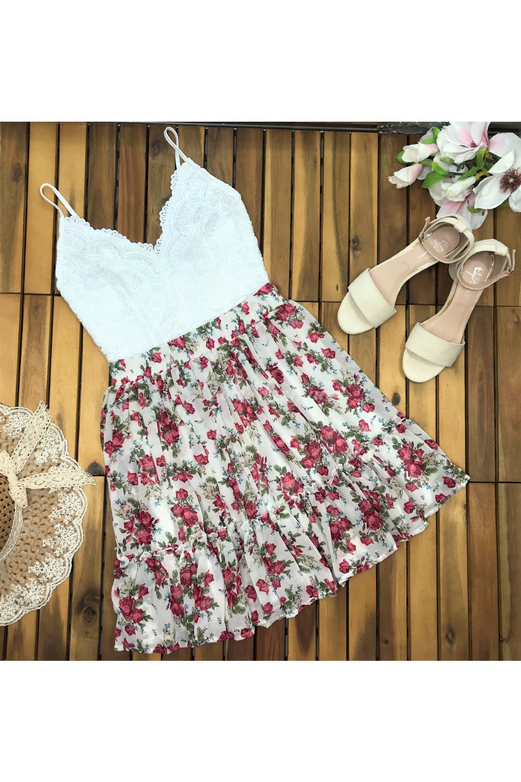 kvetovaná šifónová sukňa