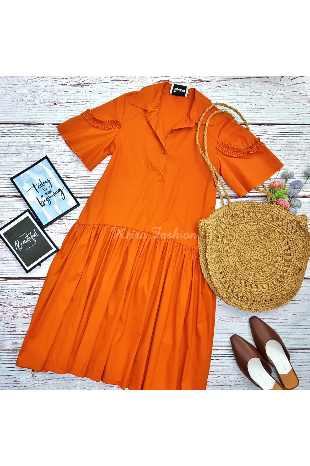 oranžové oversize šaty 