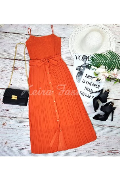 plisovaná oranžová sukňa