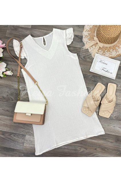 biele bavlnené šaty