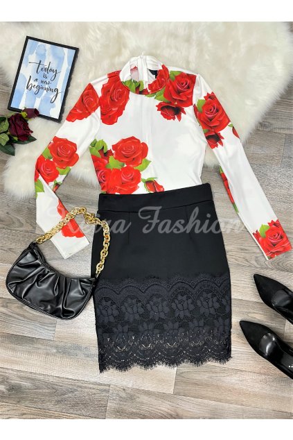 čierna sukňa s čipkou