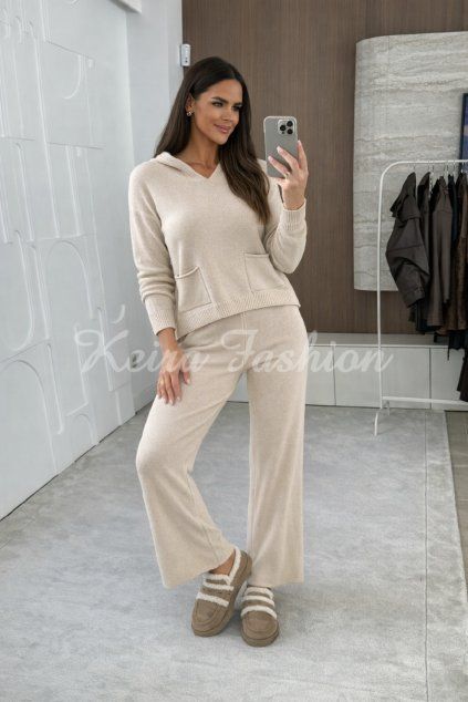 béžová pletená súprava