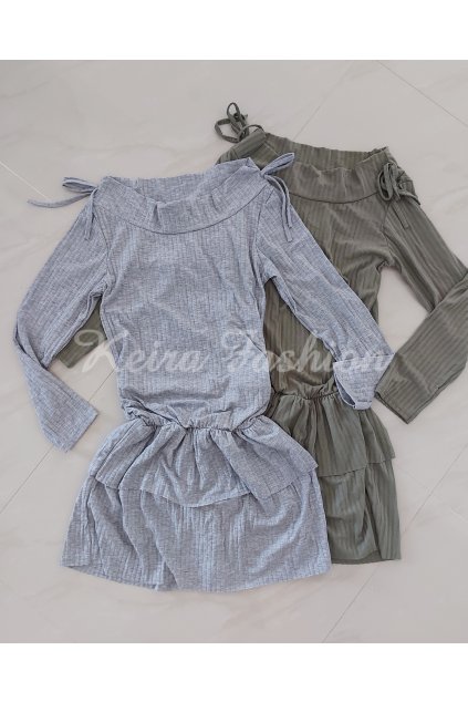 Vrúbkované šaty - sivé