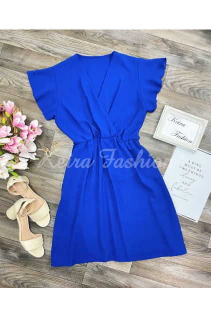 šaty s krátkym rukávom v kráľovsky modrej farbe