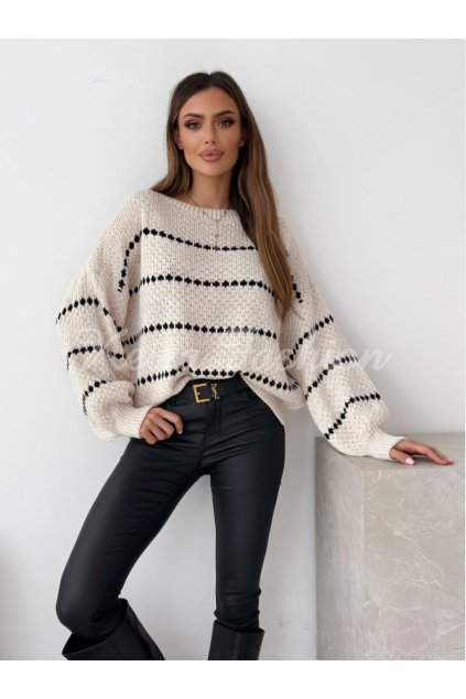 sweter sharon beigeblack