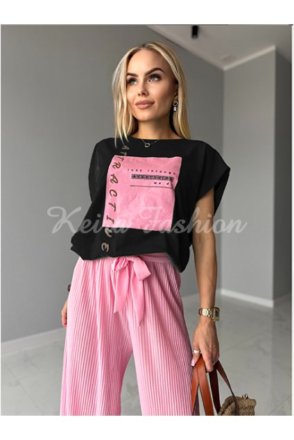 čierne oversize tričko s potlačou