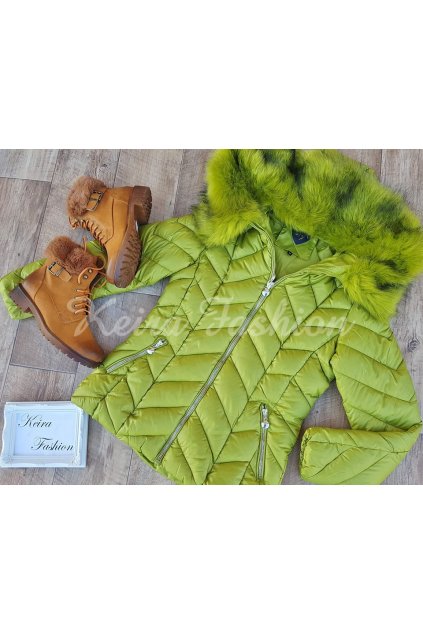 zelená zimná bunda s kožušinou