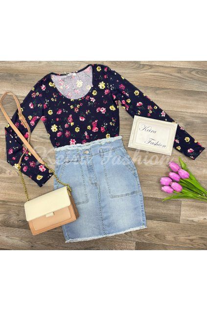 modrá riflová sukňa