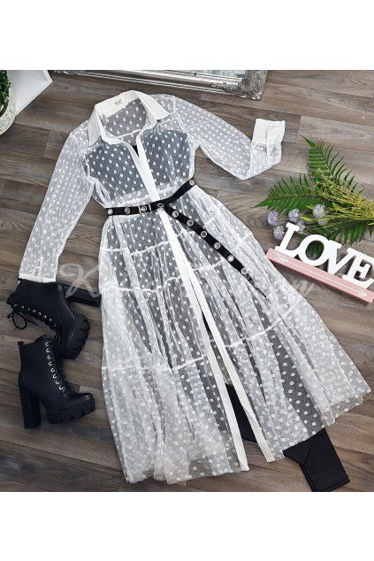 transparentné biele šaty kaftan
