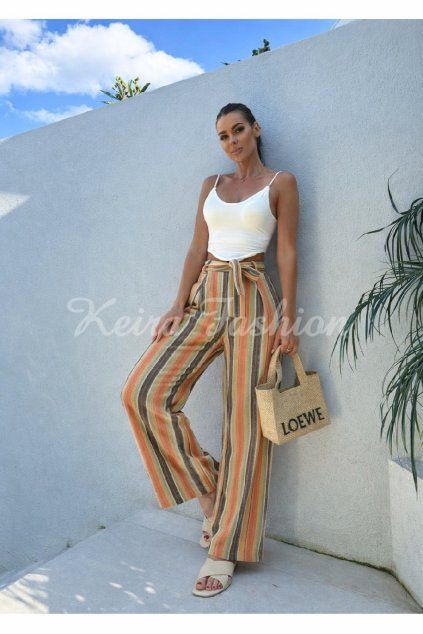 pásikavé letné nohavice