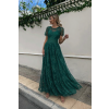 Dlhé elegantné čipkované šaty v smaragdovej zelenej farbe