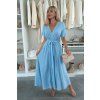 dlhé modré šaty s čipkou