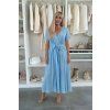 dlhé modré zavinovacie šaty