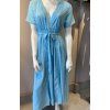 dlhé modré zavinovacie šaty