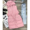 ružová zimná vesta s kapucňou