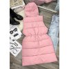 ružová zimná vesta s kapucňou