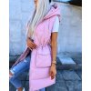 ružová zimná vesta s kapucňou