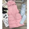 ružová zimná vesta s kapucňou