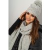 sivý pletený komplet  čiapka + šál