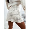 krémová károvaná dámska sukňa s vysokým pásom