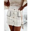 krémová károvaná dámska sukňa s vysokým pásom
